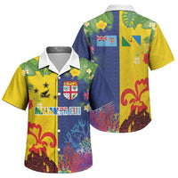 Malampa Fiji Day Family Matching Long Sleeve Bodycon Dress and Hawaiian Shirt Volcano and Coral Reef with Culture Patterns Split Style LT03 Son's Shirt Multicolor - Polynesian Pride