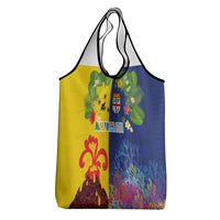 Malampa Fiji Day Grocery Bag Volcano and Coral Reef with Culture Patterns Split Style LT03 - Polynesian Pride