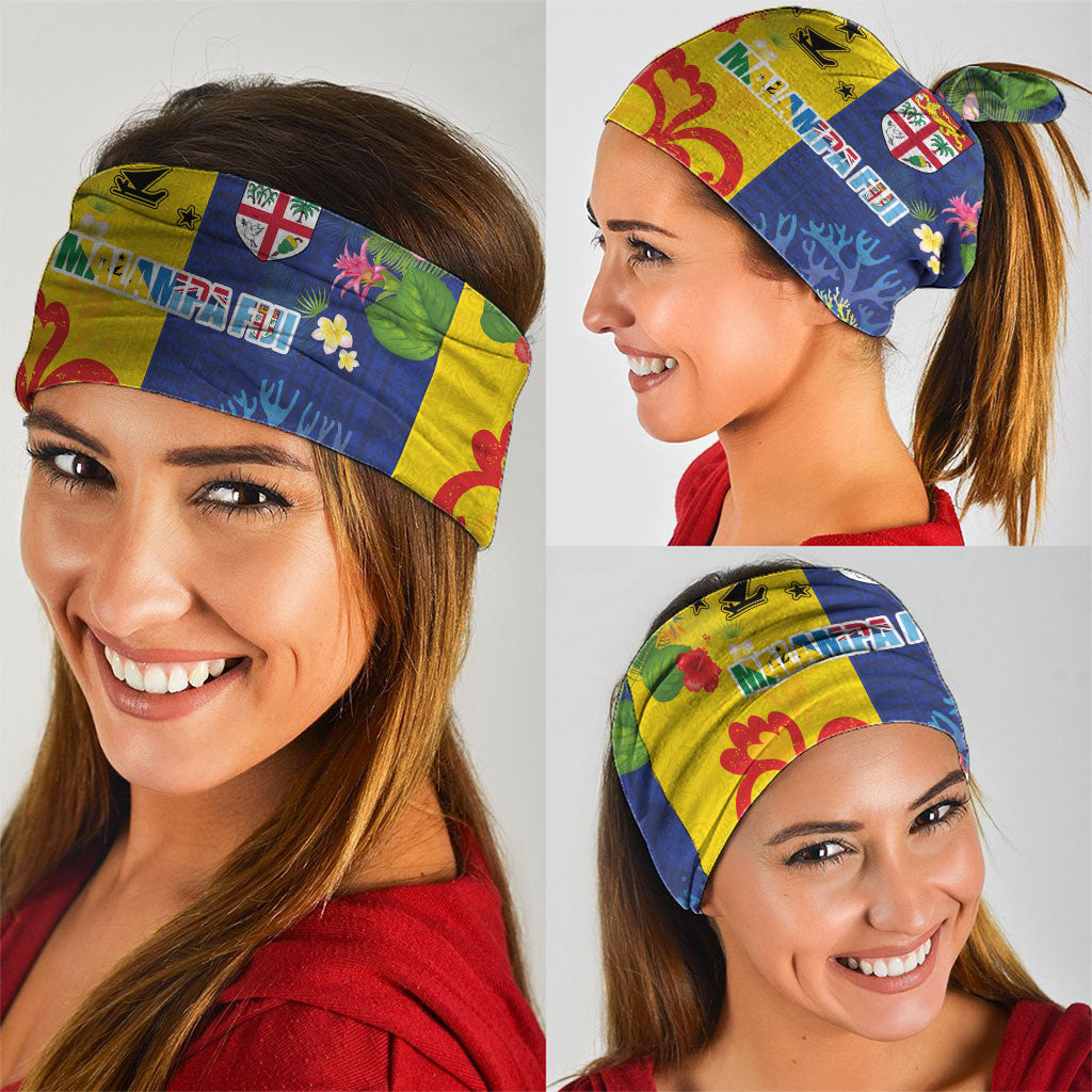 Malampa Fiji Day Neck Gaiter Volcano and Coral Reef with Culture Patterns Split Style LT03 - Polynesian Pride