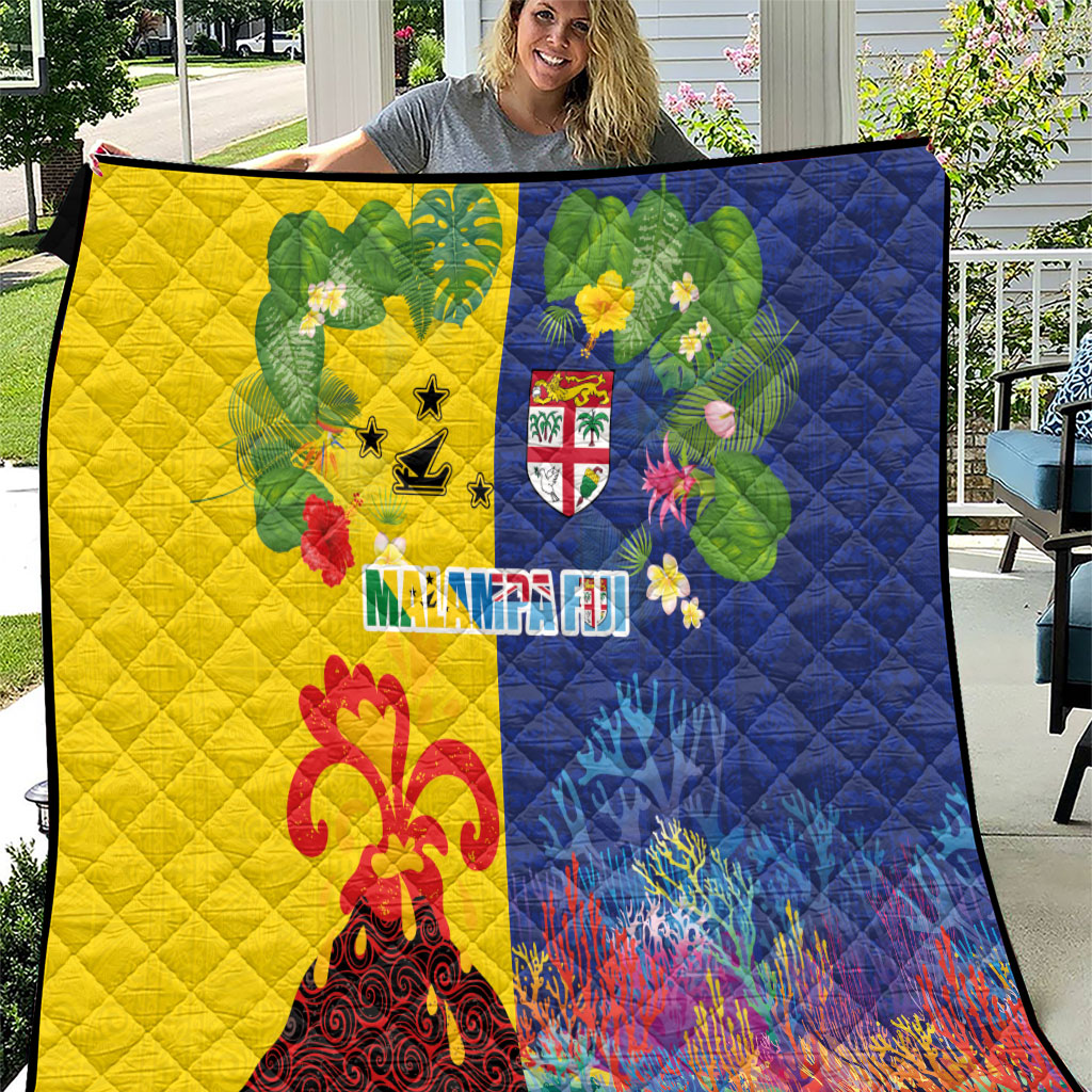 Malampa Fiji Day Quilt Volcano and Coral Reef with Culture Patterns Split Style LT03 Multicolor - Polynesian Pride
