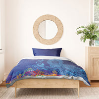 Fijian Tribal Manta Ray Bedding Set Masi Motif with Coral Reef Ocean Vibe LT03 - Polynesian Pride