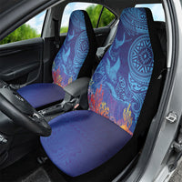Fijian Tribal Manta Ray Car Seat Cover Masi Motif with Coral Reef Ocean Vibe LT03 - Polynesian Pride