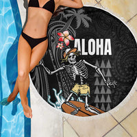 Hawaiian Halloween Skeleton Surfing Beach Blanket Polynesian Tribal Tattoo and Hawaiian Pattern LT03 - Polynesian Pride