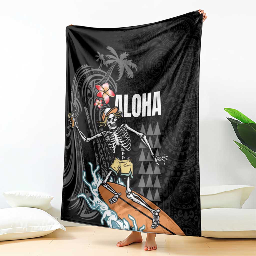Hawaiian Halloween Skeleton Surfing Blanket Polynesian Tribal Tattoo and Hawaiian Pattern LT03 - Polynesian Pride