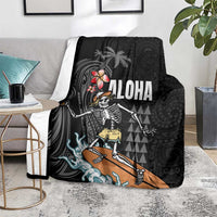 Hawaiian Halloween Skeleton Surfing Blanket Polynesian Tribal Tattoo and Hawaiian Pattern LT03 - Polynesian Pride