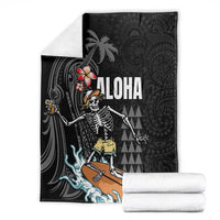 Hawaiian Halloween Skeleton Surfing Blanket Polynesian Tribal Tattoo and Hawaiian Pattern LT03 - Polynesian Pride