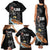 Hawaiian Halloween Skeleton Surfing Family Matching Tank Maxi Dress and Hawaiian Shirt Polynesian Tribal Tattoo and Hawaiian Pattern