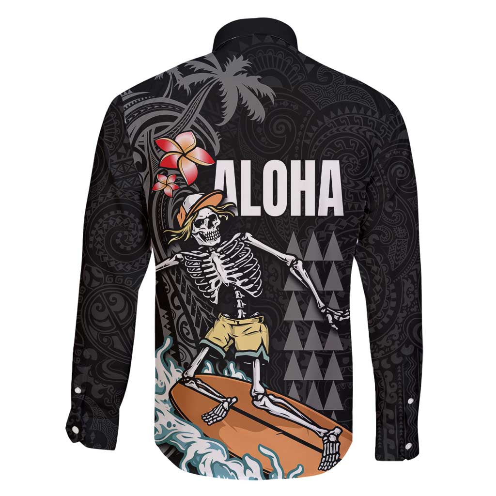 Hawaiian Halloween Skeleton Surfing Family Matching Tank Maxi Dress and Hawaiian Shirt Polynesian Tribal Tattoo and Hawaiian Pattern LT03 - Polynesian Pride