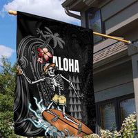 Hawaiian Halloween Skeleton Surfing Garden Flag Polynesian Tribal Tattoo and Hawaiian Pattern LT03 - Polynesian Pride