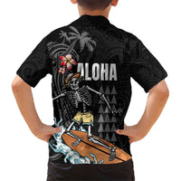 Hawaiian Halloween Skeleton Surfing Hawaiian Shirt Polynesian Tribal Tattoo and Hawaiian Pattern LT03 - Polynesian Pride