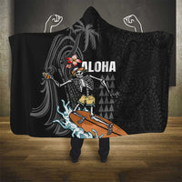 Hawaiian Halloween Skeleton Surfing Hooded Blanket Polynesian Tribal Tattoo and Hawaiian Pattern LT03 - Polynesian Pride