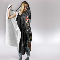 Hawaiian Halloween Skeleton Surfing Hooded Blanket Polynesian Tribal Tattoo and Hawaiian Pattern LT03 - Polynesian Pride