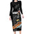 Hawaiian Halloween Skeleton Surfing Long Sleeve Bodycon Dress Polynesian Tribal Tattoo and Hawaiian Pattern