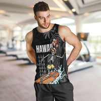 Hawaiian Halloween Skeleton Surfing Men Tank Top Polynesian Tribal Tattoo and Hawaiian Pattern LT03 Black - Polynesian Pride