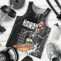 Hawaiian Halloween Skeleton Surfing Men Tank Top Polynesian Tribal Tattoo and Hawaiian Pattern LT03 - Polynesian Pride
