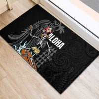 Hawaiian Halloween Skeleton Surfing Rubber Doormat Polynesian Tribal Tattoo and Hawaiian Pattern LT03 - Polynesian Pride