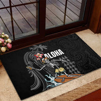 Hawaiian Halloween Skeleton Surfing Rubber Doormat Polynesian Tribal Tattoo and Hawaiian Pattern LT03 - Polynesian Pride