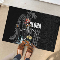 Hawaiian Halloween Skeleton Surfing Rubber Doormat Polynesian Tribal Tattoo and Hawaiian Pattern LT03 - Polynesian Pride