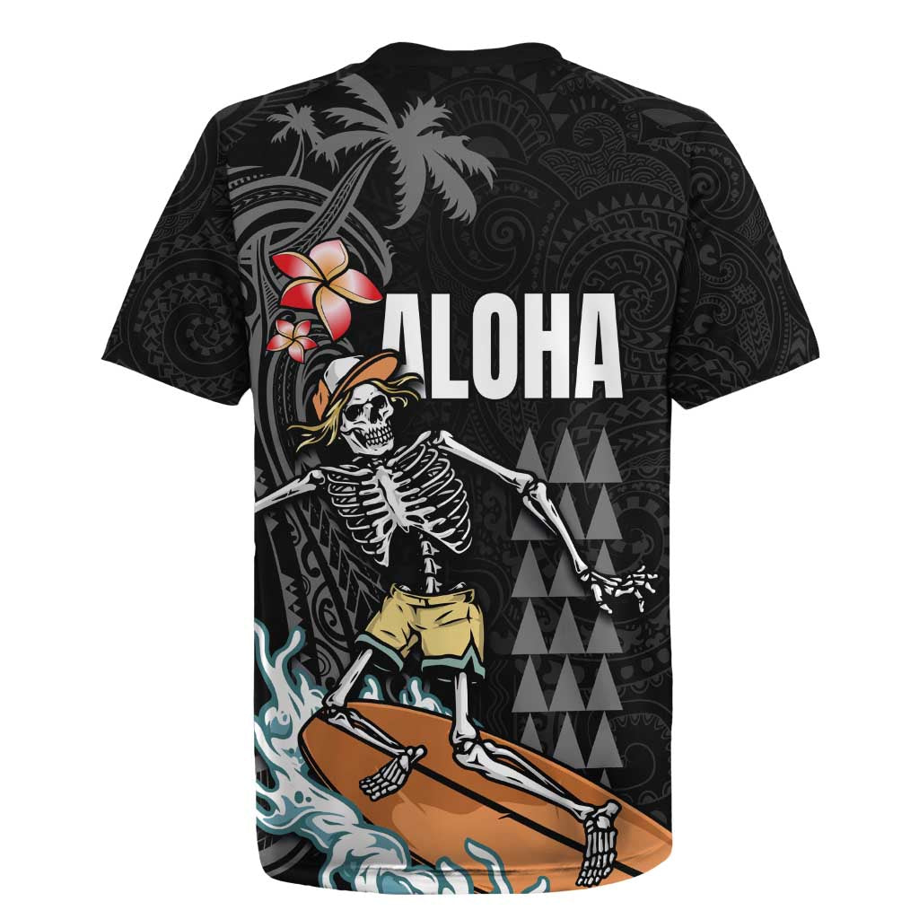 Hawaiian Halloween Skeleton Surfing Rugby Jersey Polynesian Tribal Tattoo and Hawaiian Pattern LT03 - Polynesian Pride