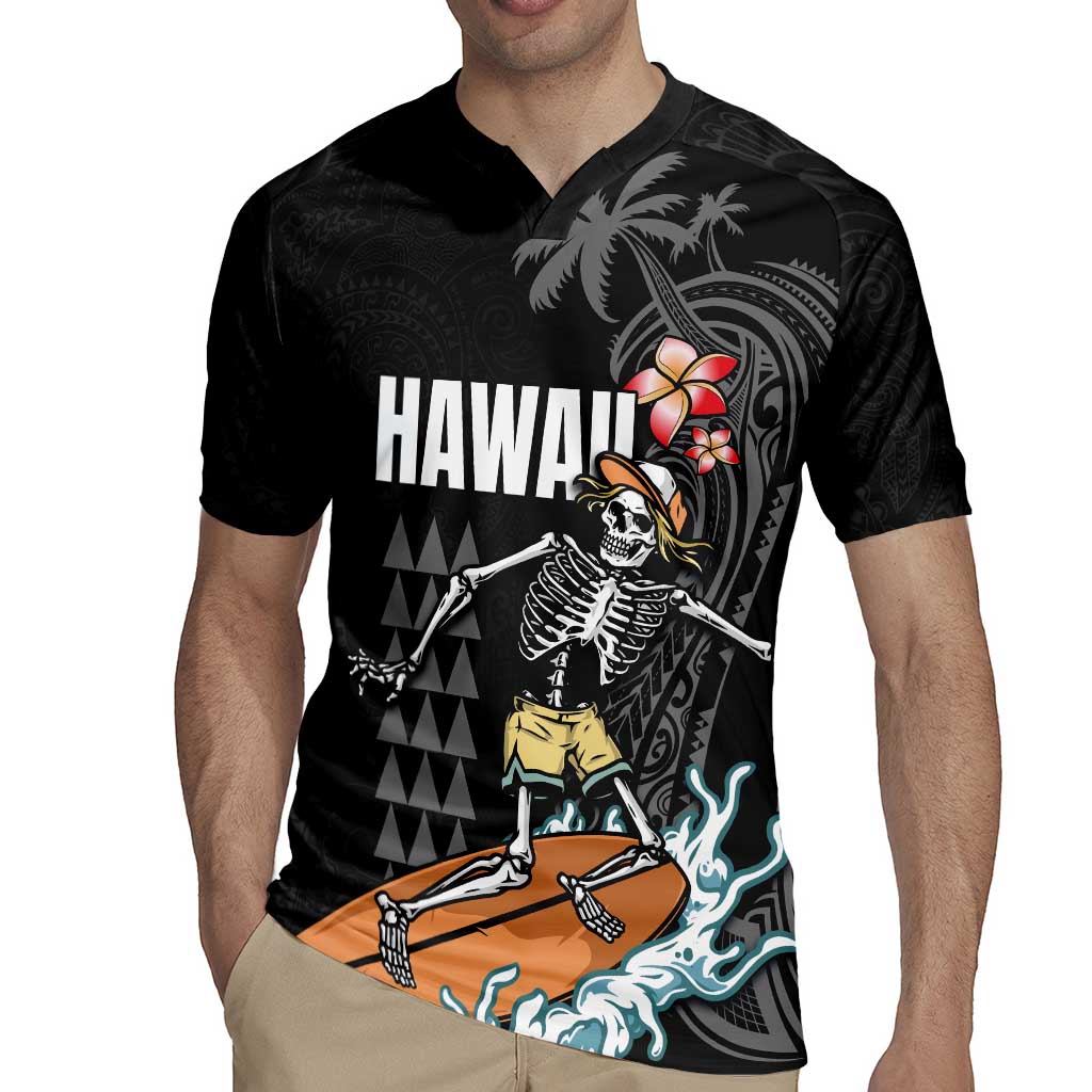 Hawaiian Halloween Skeleton Surfing Rugby Jersey Polynesian Tribal Tattoo and Hawaiian Pattern LT03 - Polynesian Pride