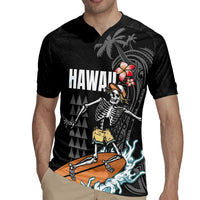 Hawaiian Halloween Skeleton Surfing Rugby Jersey Polynesian Tribal Tattoo and Hawaiian Pattern LT03 - Polynesian Pride