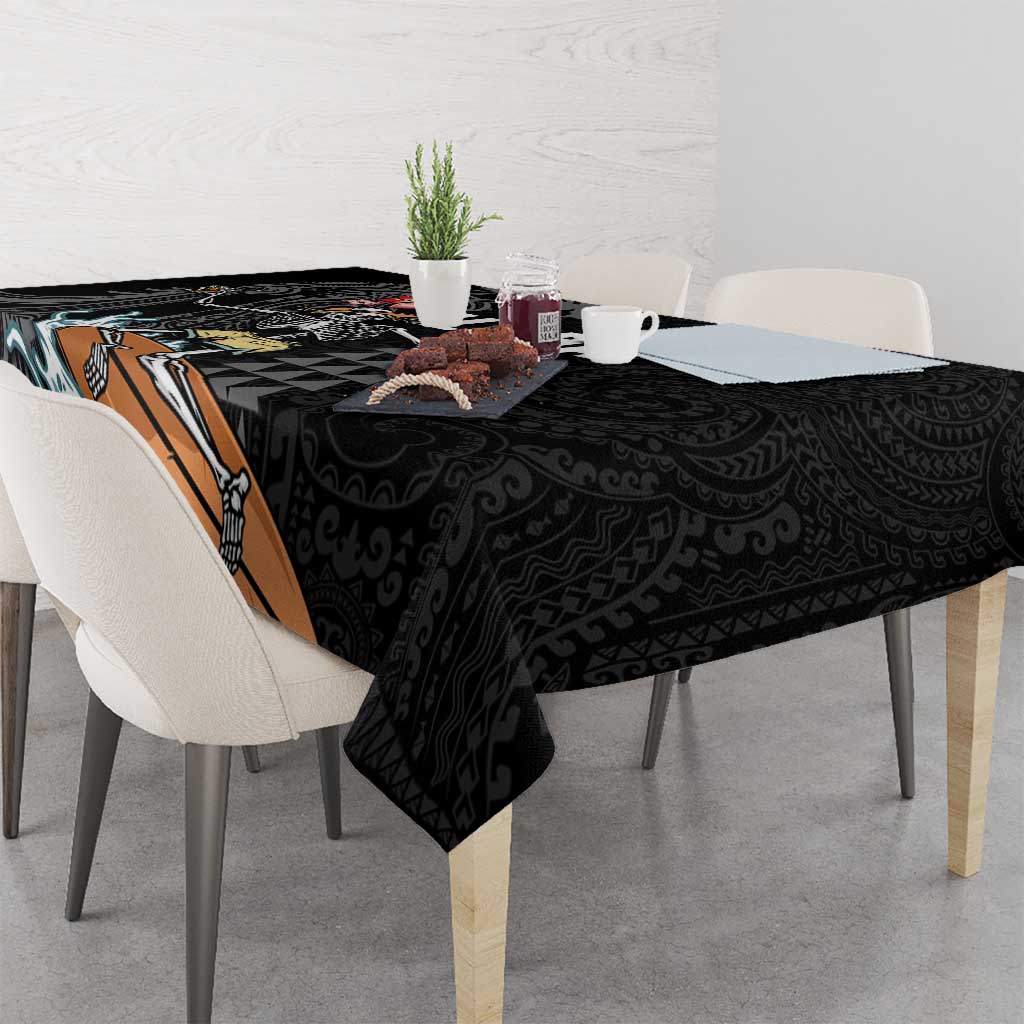 Hawaiian Halloween Skeleton Surfing Tablecloth Polynesian Tribal Tattoo and Hawaiian Pattern LT03 - Polynesian Pride