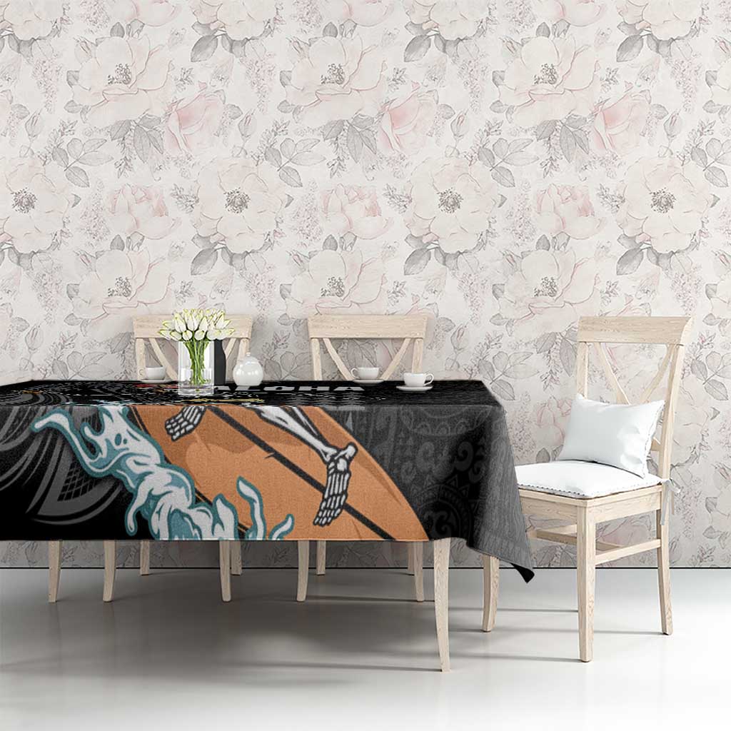 Hawaiian Halloween Skeleton Surfing Tablecloth Polynesian Tribal Tattoo and Hawaiian Pattern LT03 - Polynesian Pride