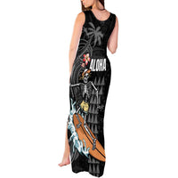 Hawaiian Halloween Skeleton Surfing Tank Maxi Dress Polynesian Tribal Tattoo and Hawaiian Pattern LT03 - Polynesian Pride