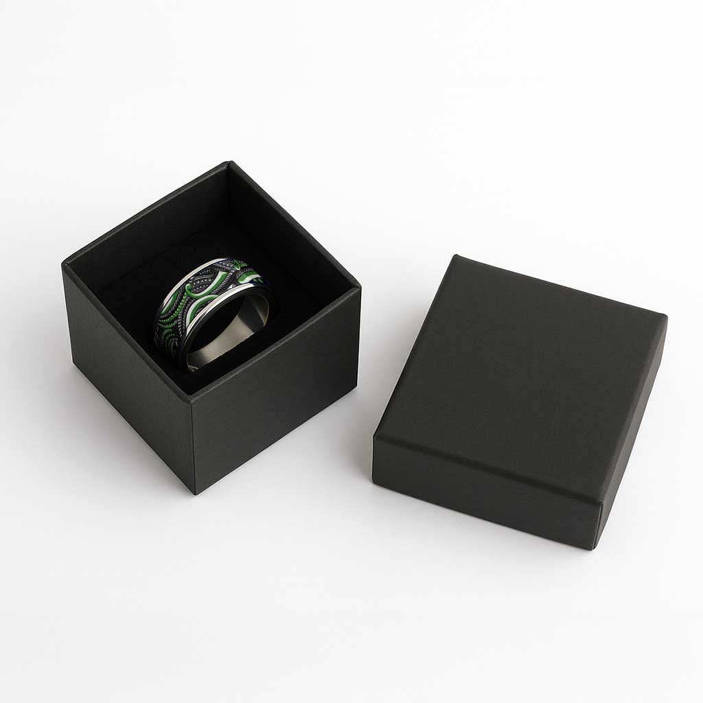 Traditional Samoan Tattoo Art Green Color Classic Ring LT03 - Polynesian Pride