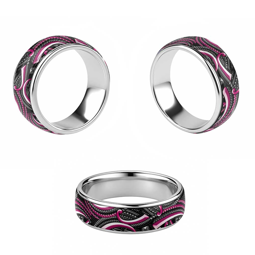 Traditional Samoan Tattoo Art Pink Color Classic Ring LT03 - Polynesian Pride