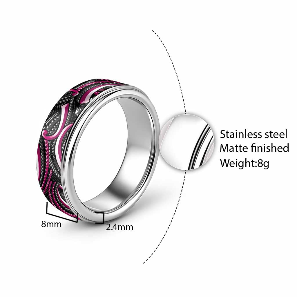 Traditional Samoan Tattoo Art Pink Color Classic Ring LT03 - Polynesian Pride