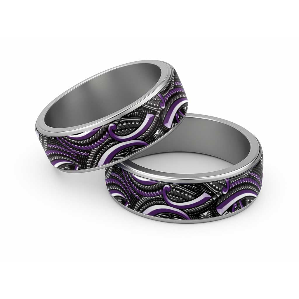 Traditional Samoan Tattoo Art Purple Color Classic Ring LT03 Sliver Purple - Polynesian Pride