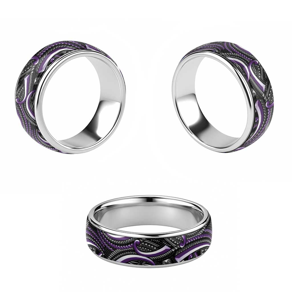 Traditional Samoan Tattoo Art Purple Color Classic Ring LT03 - Polynesian Pride