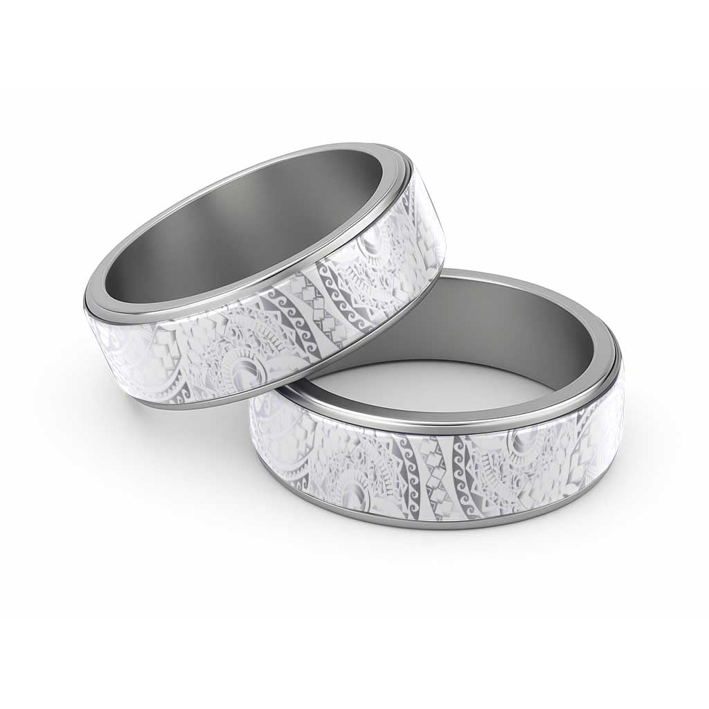 Traditional Polynesian Maori Tattoo White Color Classic Ring - Polynesian Pride