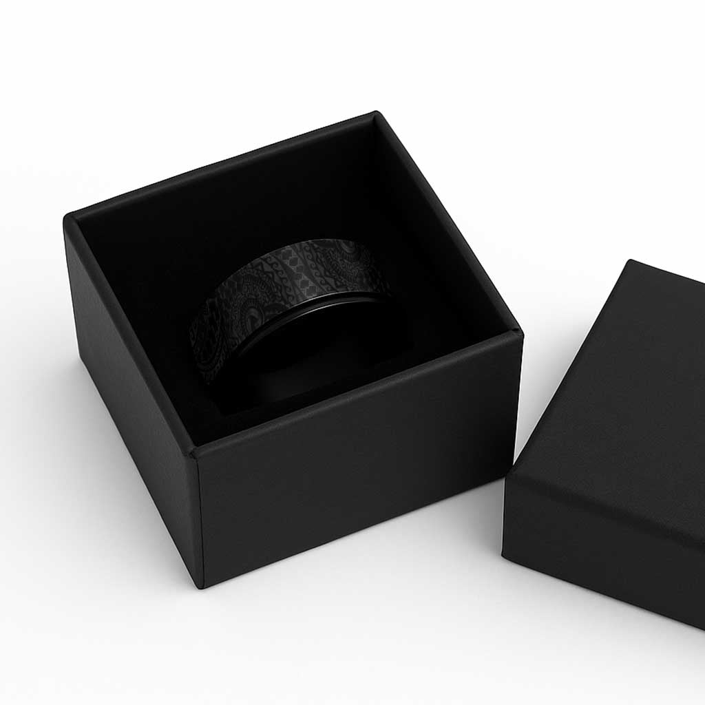 Traditional Polynesian Maori Tattoo Black Color Spinner Ring - Polynesian Pride