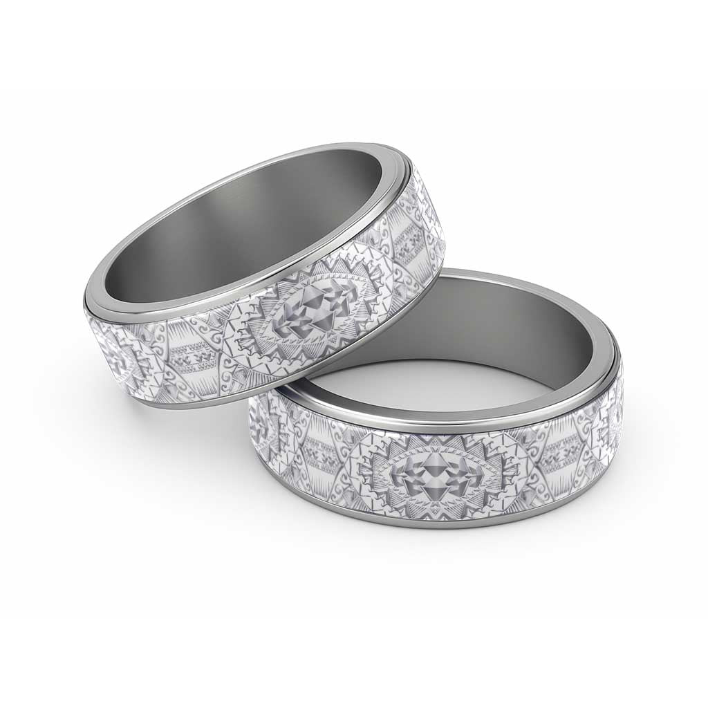 Traditional Samoa Maori Ornament Style White Art Classic Ring - Polynesian Pride