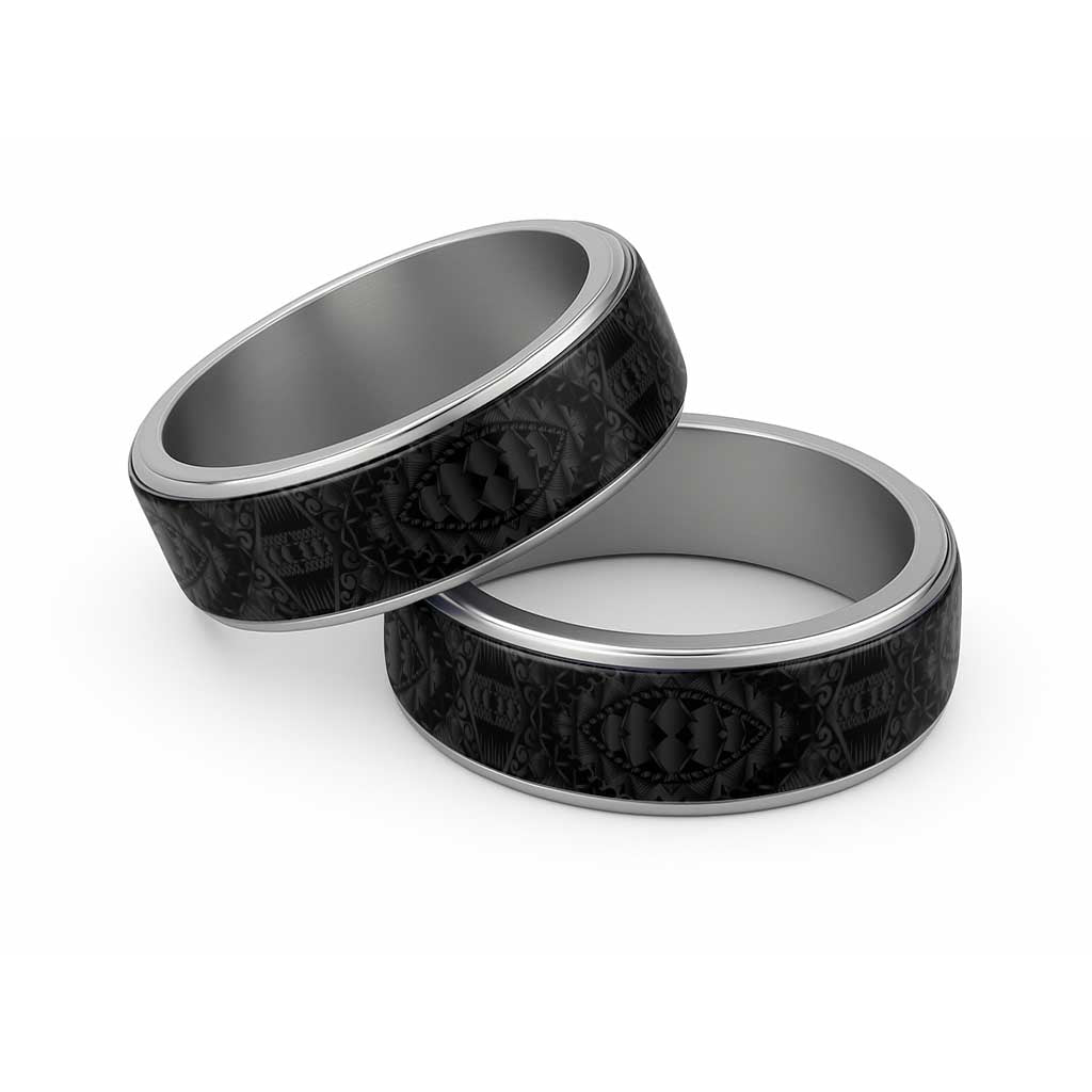 Traditional Samoa Maori Ornament Style Black Color Classic Ring - Polynesian Pride