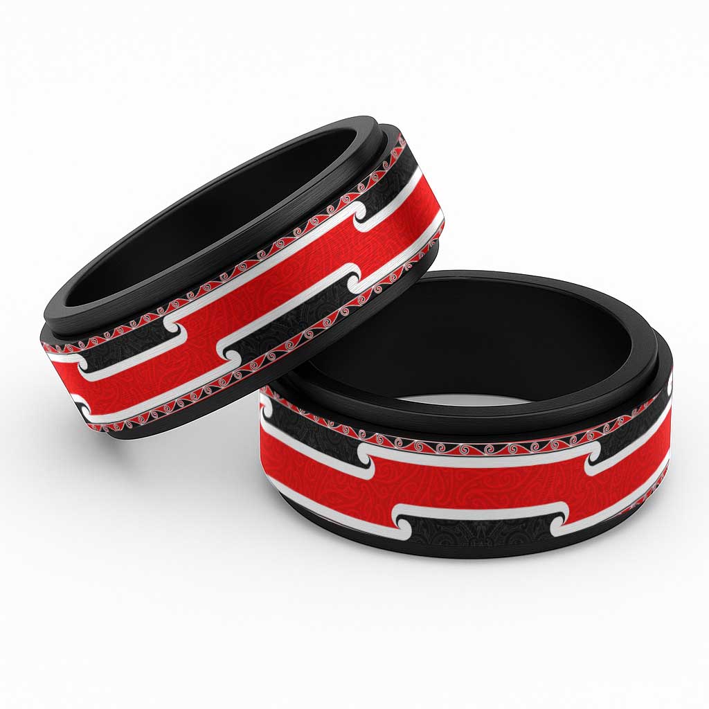 New Zealand Tino Rangatiratanga Maori Flag Style Spinner Ring - Polynesian Pride