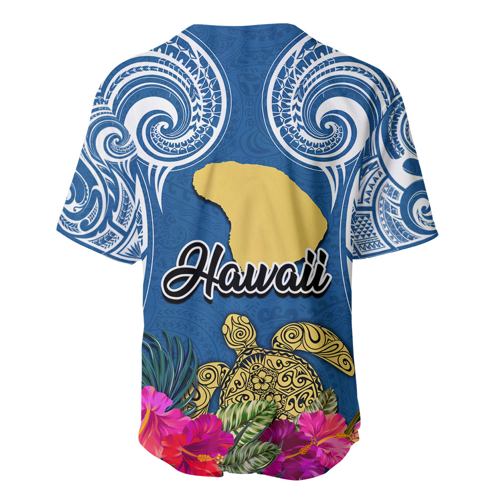 Hawaii Lanai Island Baseball Jersey Hibiscus Turle and Map with Polynesian Spiral LT03 - Polynesian Pride