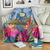 Hawaii Lanai Island Blanket Hibiscus Turle and Map with Polynesian Spiral LT03 - Polynesian Pride