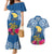 Hawaii Lanai Island Couples Matching Mermaid Dress and Hawaiian Shirt Hibiscus Turle and Map with Polynesian Spiral LT03 Blue - Polynesian Pride