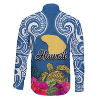 Hawaii Lanai Island Family Matching Long Sleeve Bodycon Dress and Hawaiian Shirt Hibiscus Turle and Map with Polynesian Spiral LT03 - Polynesian Pride