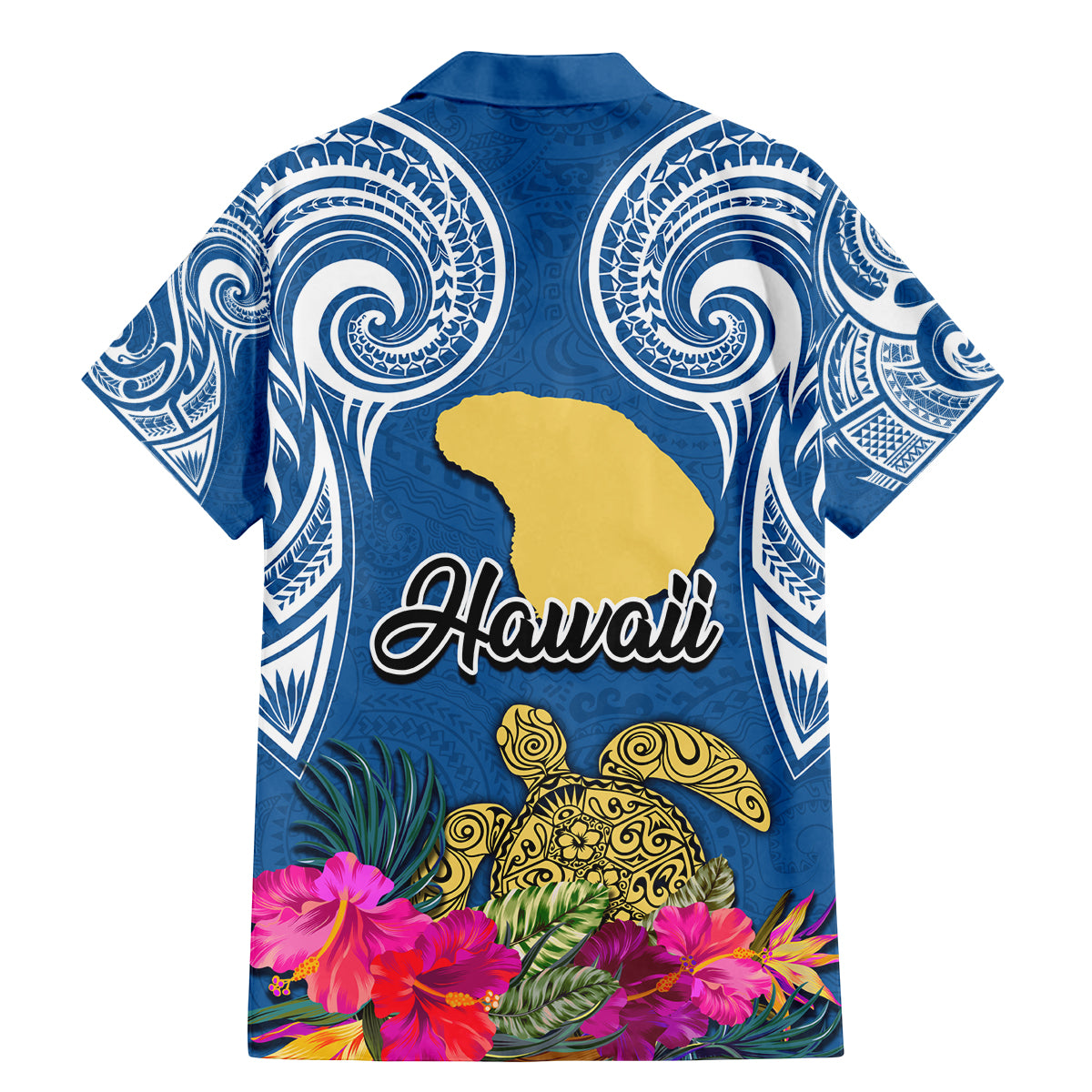 Hawaii Lanai Island Family Matching Mermaid Dress and Hawaiian Shirt Hibiscus Turle and Map with Polynesian Spiral LT03 - Polynesian Pride