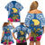 Hawaii Lanai Island Family Matching Off Shoulder Short Dress and Hawaiian Shirt Hibiscus Turle and Map with Polynesian Spiral LT03 - Polynesian Pride