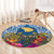 Hawaii Lanai Island Round Carpet Hibiscus Turle and Map with Polynesian Spiral LT03 - Polynesian Pride