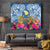 Hawaii Lanai Island Tapestry Hibiscus Turle and Map with Polynesian Spiral LT03 Blue - Polynesian Pride