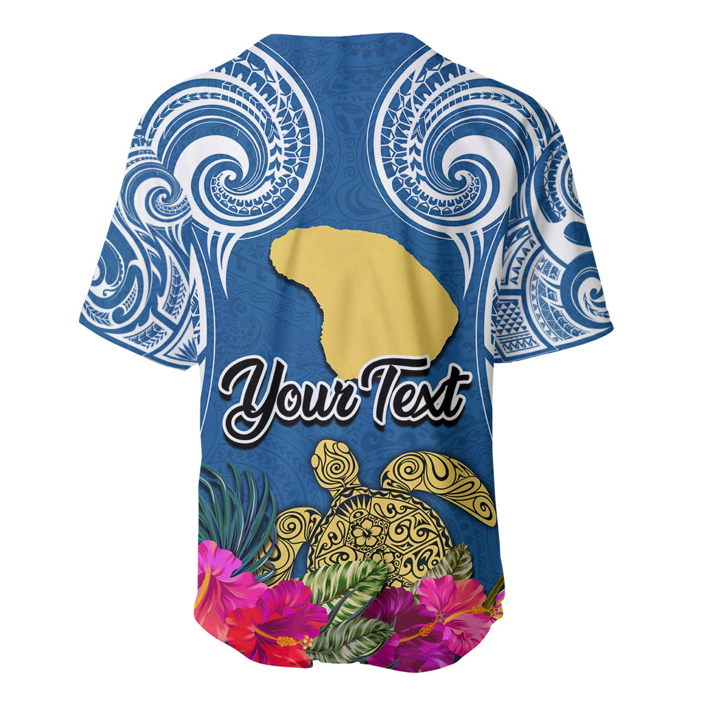 Custom Hawaii Lanai Island Baseball Jersey Hibiscus Turle and Map with Polynesian Spiral LT03 - Polynesian Pride