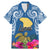 Custom Hawaii Lanai Island Family Matching Mermaid Dress and Hawaiian Shirt Hibiscus Turle and Map with Polynesian Spiral LT03 Dad's Shirt - Short Sleeve Blue - Polynesian Pride