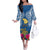 Custom Hawaii Lanai Island Family Matching Off Shoulder Long Sleeve Dress and Hawaiian Shirt Hibiscus Turle and Map with Polynesian Spiral LT03 Mom's Dress Blue - Polynesian Pride