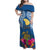 Custom Hawaii Lanai Island Family Matching Off Shoulder Maxi Dress and Hawaiian Shirt Hibiscus Turle and Map with Polynesian Spiral LT03 Mom's Dress Blue - Polynesian Pride